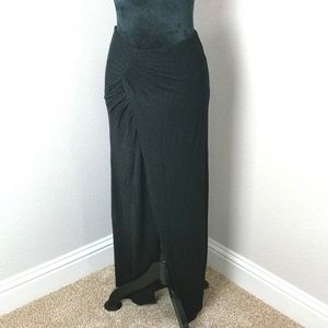 bebe Black Maxi Skirt with Front Twist and Slit